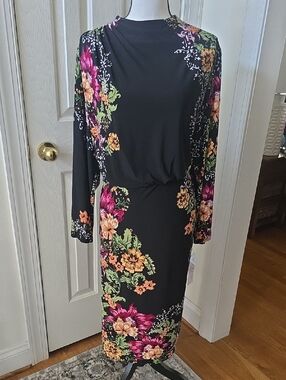 LONDON STYLE COLLECTION BRAND WOMEN'S PLUS SIZE BLACK & BURGUNDY DRESS SIZE 20W